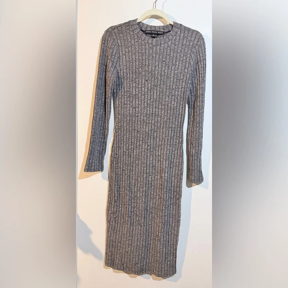 Gray Ribbed Knit Dress - Picture 1 of 2